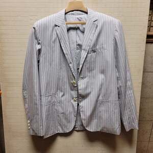 Vince. Striped blazer Mens Size large Navy Light Blue 2 button Front 100% cotton